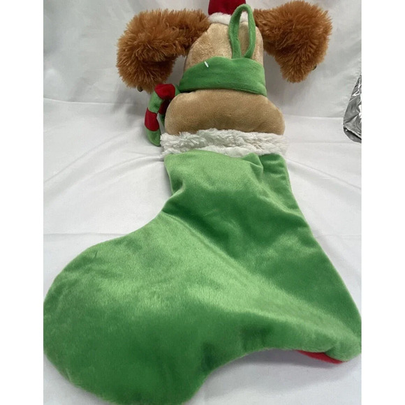 Christmas Stocking Musical Flop-Eared Doggie with Hanger  Plush 22” Working RARE - Picture 12 of 12